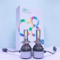 ราคา 1คู่ ไฟหน้ารถยนต์ C8 LED แสงสีขาว H1 H3 H4 H7 H11 9005 9006 72W 6000K (9696512491)