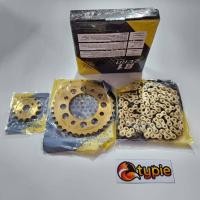 ราคา ZERN81 สเตอร์หน้า หลัง โซ่ สีทอง เจาะไล่เบา ชุด420 13 32 108L เวฟ110i เวฟ125 เวฟ100S สเตอร์หน้า13 สเตอร์หลัง32 โซ่108ข้อ (22536256744)