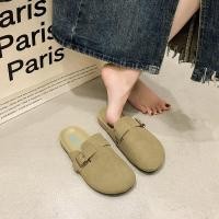 ราคา รองเท้าแตะส้นแบนแบบสวมหัวปิดสำหรับผู้หญิง รองเท้าแตะส้นแบนแบบสวมหัวปิดแบบหนังกลับ รองเท้าแตะแบบสวมหัวปิดแบบลำลองสำหรับกลางแจ้ง (22593398607)