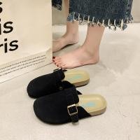 ราคา รองเท้าแตะส้นแบนแบบสวมหัวปิดสำหรับผู้หญิง รองเท้าแตะส้นแบนแบบสวมหัวปิดแบบหนังกลับ รองเท้าแตะแบบสวมหัวปิดแบบลำลองสำหรับกลางแจ้ง (22593398598)