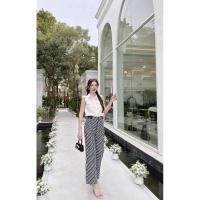 ราคา ป้าย BRT M 2XL ชุดเซ็ทเสื้อลูกไม้ฉลุสีขาว กางเกงขายาวผ้าทอลายสวย B594 B595 (22511821137)
