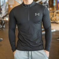 ราคา เสื้อแขนยาวออกกำลังกายสำหรับผู้ชายเสื้อออกกำลังกายระบายอากาศได้ดีซับเหงื่อเสื้อยืดครึ่งคอสูงสำหรับออกกำลังกายออกกำลังกายวิ่งมีซิป (19530099646)