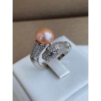 ราคา แหวนไข่มุกแท้สีส้ม หัวสิงห์ เรือนชุปเงินฝังเพชร มุกแท้มีใบรับประกัน (22277982160)