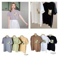 ราคา Chom เสื้อยืดคอกลมแขนสั้น แต่งกระเป๋าลูกไม้ น่ารัก งานป้าย (20720449120)