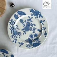 ราคา NP Ceramic จานเซรามิค จานตื้น จานซุป แก้วเอส แก้วมัค ลายดอกสีน้ำเงิน เข้าไมโครเวฟได้ (22696917486)