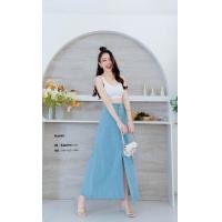 ราคา กระโปรงยีนส์ทรงเอผ่าหน้า (21425945009)