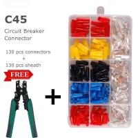 ราคา 260 ชิ้นสีแดงทองแดง ชุดหางปลาต่อเบรกเกอร์ C45 ตรงรุ่น แน่นหนา พร้อมปลอกหุ้ม Lugs Crimp Terminal Block Pin Connector สำหรับเบรกเกอร์และสวิตช์อากาศไนลอนฉนวน หางปลา ชุด หางปลาต่อเบรกเกอร์ พร้อม ปลอกหุ้ม 