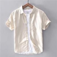 ราคา EERSHENSHI เสื้อแขนสั้นของผู้ชายเสื้อลินินแท้บางและระบายอากาศเสื้อแบบหลวมกับปกสีขาวผ้าฝ้ายและเสื้อลินิน (22006772599)