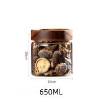 ราคา Wooden Spiral Mouth Circular Glass Storage Container Fruit Candy Noodle Food Storage Container Kitchen Organizer and Storage (21685677088)