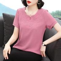 ราคา Ladies T shirt 2022 New Summer Fashion All match Thin T shirt Top Polka Dot Short sleeved Chiffon Shirt Female Loose Plus Size Women s Clothing (12152732857)