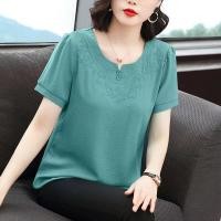 ราคา Ladies T shirt 2022 New Summer Fashion All match Thin T shirt Top Polka Dot Short sleeved Chiffon Shirt Female Loose Plus Size Women s Clothing (12152732856)