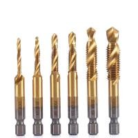 ราคา ดอกสว่านต๊าปเกลียว เจาะพร้อมต๊าปเกลียว 6 ชิ้น หัวต๊าปเกลียวเคลือบไทเทเนี่ยม หัวเจาะ เซ็ต6ชิ้น M3 M10 (21322145021)