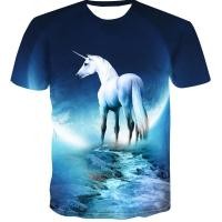 ราคา เสื้อยืดผู้ชายเสื้อยืดพิมพ์ลายม้าชายปี3Dเสื้อแขนสั้นลายม้าตลกใส่สบาย (22088243947)