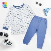 ราคา KiddeeCrew ชุดนอนเด็กสีขาวครีมลายรถ เครื่องบิน กางเกงน้ำเงิน เหมาะสำหรับอายุ 1 12 ปี (16870193577)