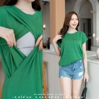 ราคา Mamong ชุดให้นม T33 เสื้อยืดให้นมแบบแหวก ผ้าเรย่อน (22361526515)