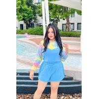 ราคา ชุดว่ายน้ำสาวอวบอ้วน เสื้อแขนยาวซีทรู กางเกงขาสั้น (21759219103)