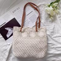 ราคา พร้อมส่ง 2 สี กระเป๋าสาน งานถัก ถักลายดอก มีซับใน สายหนัง M298 (21938111219)