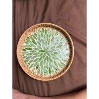 ราคา ถาด หวาย ฝังมุก ลายเปลือกหอย ใส่ขนมปัง เสริฟอาหาร วางชุดชา กาแฟ (21646251418)