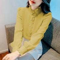 ราคา Chiffon Blouse Women Long Sleeve Pink Shirt Korean Style Fashion Elegant Tops 2024 New (20699202122)
