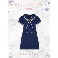 ราคา S XL 9501 งานป้าย Dress World เดรสสั้นสีพื้น แต่งตัดขอบลูกไม้ แขนตุ๊กตา กระเป๋าใช้งานได้จริง เรียบๆ แต่ดีเทลน่ารักน๊า (22322964980)