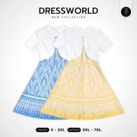ราคา S 7XL 9484 งานป้าย Dress World เดรสสั้นทรงบาน คอวี คอจีน ดีเทลน่ารัก ไม่มีไม่ได้แล้วน๊า (22685860359)