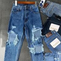 ราคา Punny Jeans P61 กางเกงยีนส์ผู้หญิง มี3สี ทรงบอย ผ้าไม่ยืด เอวสูง เก็บพุง เก็บสะโพก แต่งขาดขาโบ๋ ทั้ง2ข้าง มีไซส์ S 5XL (22338030491)