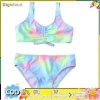 ราคา Toddler Girls Two Pieces Swimwear Tie dye Pattern Chest Drawstring Design Swimsuit Summer Bathing Suit Bikini Swimsuit Set (21759361407)