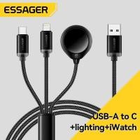 ราคา 3A Essager 3 In 1 USB ประเภท C สายเคเบิลหลอดไฟ IWatch สายแท่นชาร์จไร้สายสำหรับ IPhone16 15 Pro Max Samsung Xiaomi มือถือหัวเหว่ยโทรศัพท์ iPad แท็บเล็ตหูฟังชนิด C Lightning แท่นชาร์จไร้สาย IWatch (2283