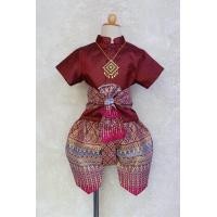 ราคา ชุดไทยเด็ก พี่หมื่นผ้าเกาะยอ เสื้อ โจงกระเบน และสายรัดเอว ไม่รวมเครื่องประดับ (13253794762)