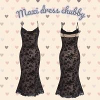 ราคา Maxi dress สายเดี่ยวผ้าตาข่ายอัดนูนกำมะหยี่ สาวอวบ (21580781648)