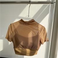 ราคา New Fashion Short Sleeve Sports T Shirt Workout Wear Mesh Sports Bra Top One piece Yoga Tank Top (22206956775)