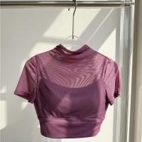 ราคา New Fashion Short Sleeve Sports T Shirt Workout Wear Mesh Sports Bra Top One piece Yoga Tank Top (22206956779)