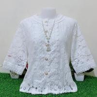 ราคา เสื้อลูกไม้กระดุมหน้าผ้านิ่ม รอบอก36 42 46 52นิ้ว มี2ไซส์ เสื้อลูกไม้คนแก่ใส่ทำบุญ เสื้อลูกไม้สีขาว เสื้อลูกไม้กระดุม (12684071385)