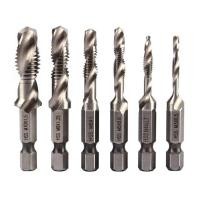 ราคา ชุด ดอกสว่านต๊าปเกลียว เจาะพร้อมต๊าปเกลียว M3 M10 6 ดอก ไฮสปีด ชุบไทเทเนี่ยม Drill set with taps All In One 6 Pcs เหล็กความเร็วสูง (22688158505)