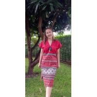 ราคา เดรสพื้นเมืองผ้าฝ้ายพิมพ์ลาย สวยหรู ดูแพง มีไซส์สาวอวบคะ (16068127020)