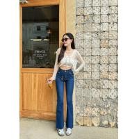 ราคา กางเกงยีนส์ขาม้าผ้ายืด เอวสูง สีกรมเข้ม ปลายขาตัด งานป้ายATOM สำหรับผู้หญิง (21888850951)