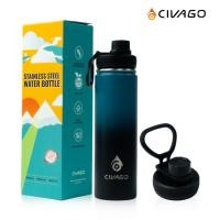 ราคา CIVAGO สีBlue Black กระบอกน้ำสแตนเลส ขนาด650ml 22ออนซ์ ปากกระบอกกว้างพร้อมฝาสูญญากาศ เก็บความเย็นและร้อน (21522411856)