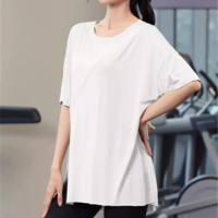 ราคา FreeShipMAX HANZHAN เสื้อยืดแขนสั้นออกกำลังกายชุดโยคะเสื้อหลวมเสื้อคลุมแบบคอเสื้อ Crew ใส่ไปยิม (22536298601)