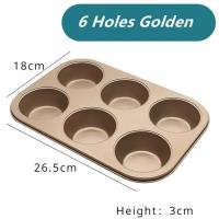 ราคา 6 12 Metal Cups Muffin Tray Baking Pan Carbon Steel Cake Mold Baking Tray Non Stick Muffin Moulds Donut Baking Pans (21961982346)