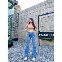 ราคา กางเกงยีนส์ขาม้าเล็ก ผ้ายืด เอวสูง สีบลู งานป้ายATOM สำหรับผู้หญิง (20882206899)