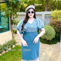 ราคา Plussize เดรสสาวอวบ เดรสเดรสขนมชั้น (18331866162)
