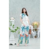 ราคา set 2 ชิ้น เสื้อปกเชิ้ตแขนเบิ้ลลายต้นมะพร้าว กางเกงขายาว ชุดเซ็ท ชุดเซตBy FinverFashion (22249525354)