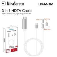 ราคา สายสัญญาณ HDMI 3 in 1 Cable Phone HDTV Cable Type C Micro Lightning โทรศัพท์มือถือ 1080p ต่อทีวี (18278835156)