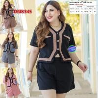 ราคา ชุดเซต สาวอวบ เสื้อ กางเกงขาสั้น ผ้าวูลเวฟ ชุดเซท XL 3XL เสื้อผ้าคนอ้วน เสื้อผ้าสาวอวบ 2 ชิ้น DMS345 (22032138479)