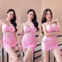 ราคา JN ชุดพีอาร์ผ้าity เดรสสายเดี่ยว เสริมฟองน้ำ (22441467492)