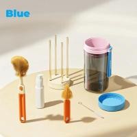 ราคา 7 in 1 Bottle Brush Set Baby Milk Bottle Brush Drainage Rack Portable Travel Set Silicone (21989970793)