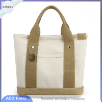 ราคา Aokago กระเป๋าผ้าแคนวาสแบบพกพาความจุขนาดใหญ่ กระเป๋าทรงถังใส่อาหารกลางวันกระเป๋าแบบแบ่งเป็นหลายช่อง (22299570542)