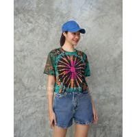ราคา เสื้อครอปมัดย้อม ผ้ายืดCottonผ้าแมมเบิร์ต เสื้อมัดย้อม ผ้ามัดย้อม (22250665264)