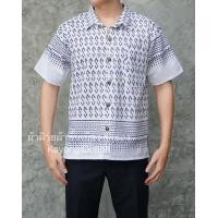 ราคา เสื้อลายขอผู้ชาย คอปกคอจีน เสื้อผ้าฝ้าย เสื้อลายขอพระราชทาน (17860503519)