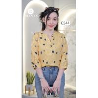 ราคา Chanan เสื้อคอจีน แขนยาวปิดศอก ลายหัวใจ น่ารัก สีสวย ทรงสวย 3สี รุ่น0244 (22801896499)